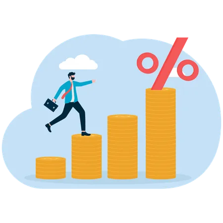 Businessman viewing at employee growth scale  Illustration