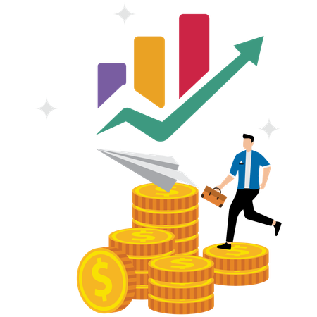 Businessman viewing at financial management data  Illustration