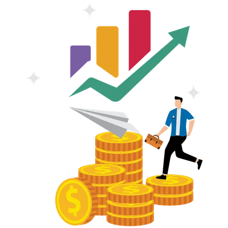 Businessman viewing at financial management data  Illustration