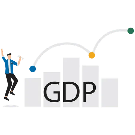 Businessman viewing at GDP graph  Illustration