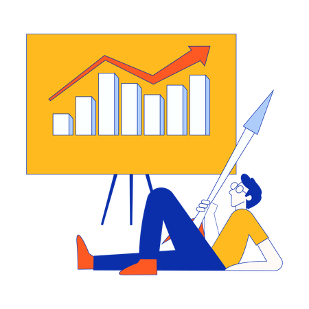 Businessman viewing at growth analysis  Illustration