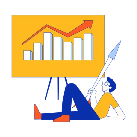 Businessman viewing at growth analysis  Illustration