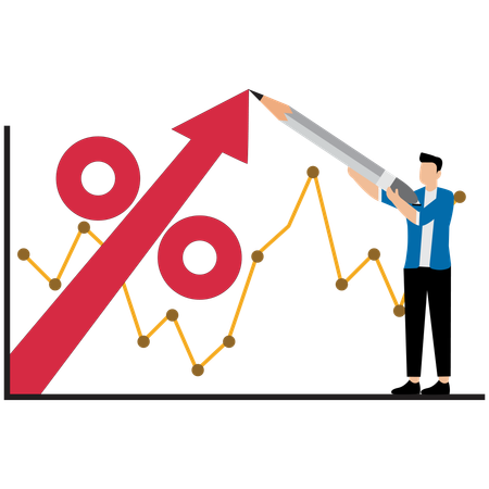 Businessman viewing at growth graphs  Illustration