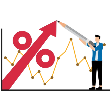 Businessman viewing at growth graphs  Illustration