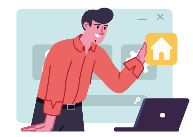 Businessman viewing at home screen  Illustration