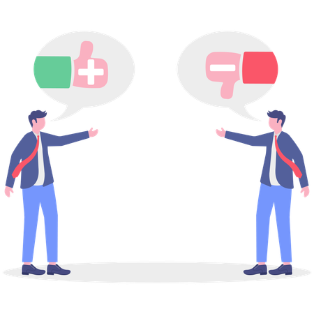 Businessman viewing at positive and negative comments  Illustration