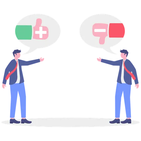 Businessman viewing at positive and negative comments  Illustration