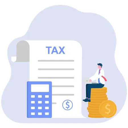 Businessman viewing at tax report  Illustration