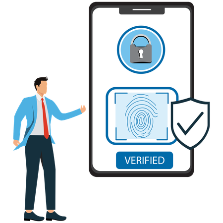 Businessman viewing Biometric Security Scan  Illustration
