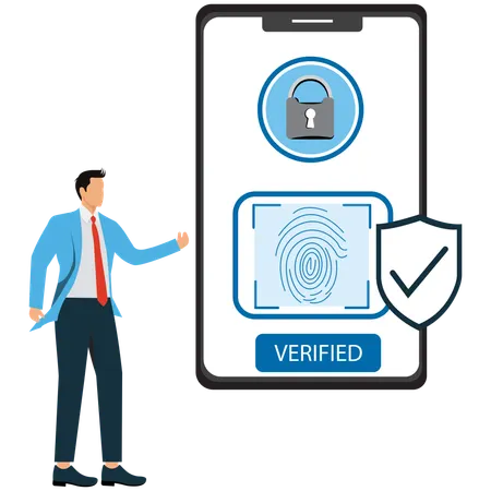 Businessman viewing Biometric Security Scan  Illustration