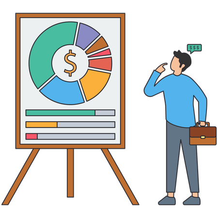 Businessman viewing Budget Report  Illustration