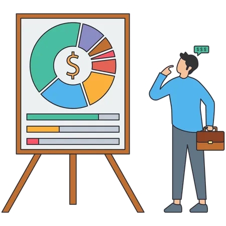 Businessman viewing Budget Report  Illustration