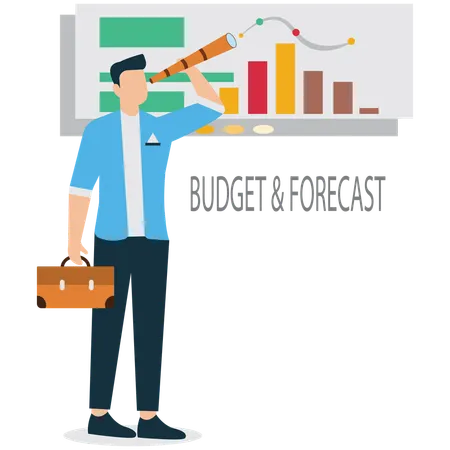 Businessman viewing Business Budget Forecast  Illustration