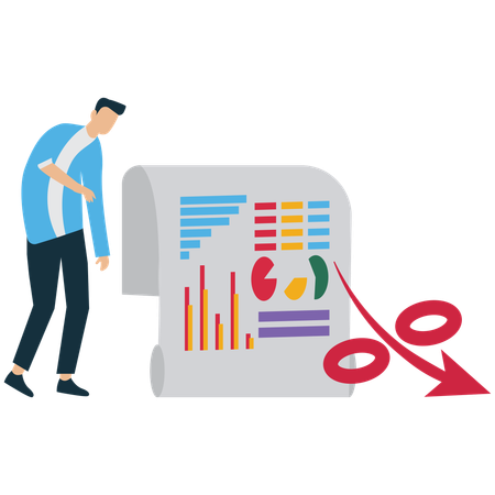 Businessman viewing Business Expense Report  Illustration