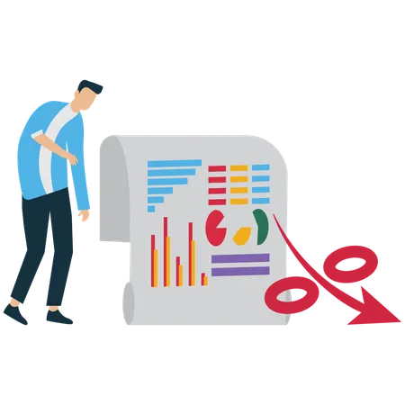 Businessman viewing Business Expense Report  Illustration