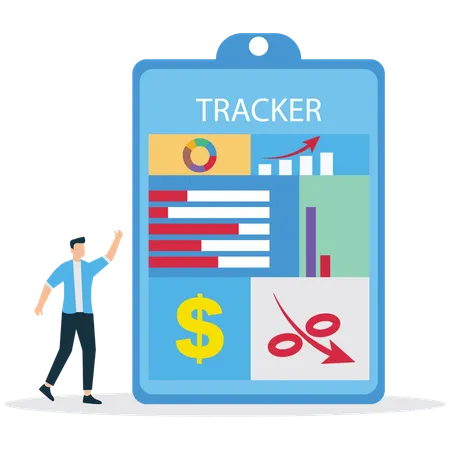 Businessman viewing Business Expense Tracker  Illustration