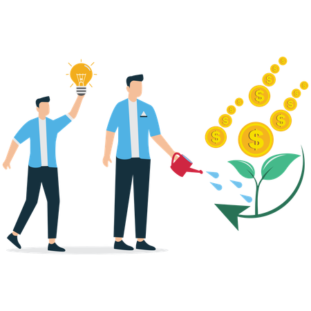 Businessman viewing Business Investment Proposal  Illustration