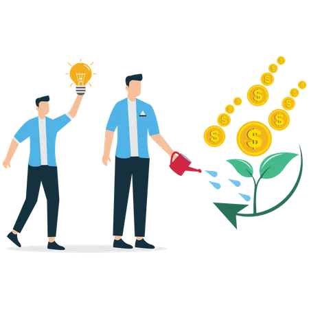 Businessman viewing Business Investment Proposal  Illustration