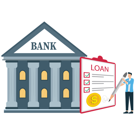 Businessman viewing Business Loan Application  Illustration