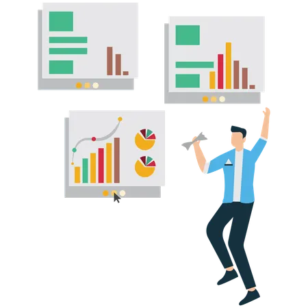 Businessman viewing Business Performance Metrics  Illustration