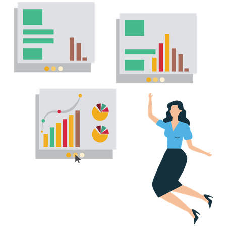 Businessman viewing Business Performance Metrics  Illustration