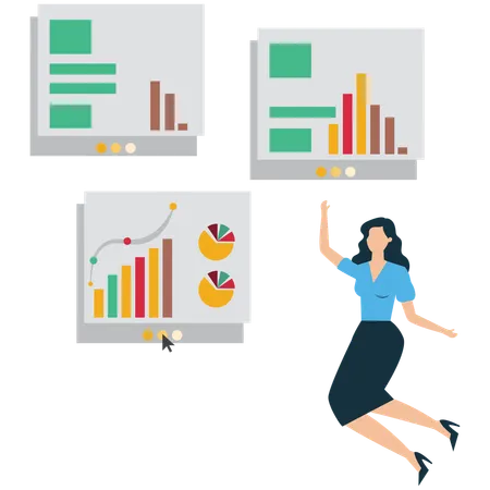 Businessman viewing Business Performance Metrics  Illustration