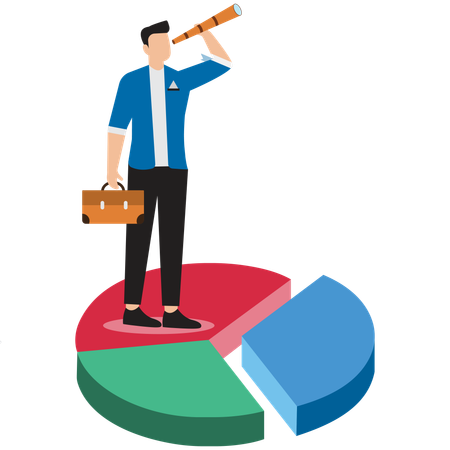 Businessman viewing business pie diagram  Illustration