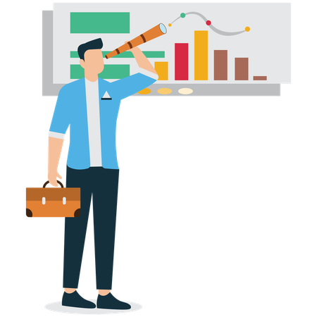 Businessman viewing Business Revenue Projection  Illustration