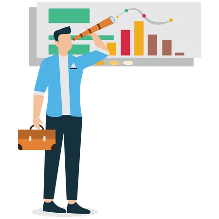 Businessman viewing Business Revenue Projection  Illustration