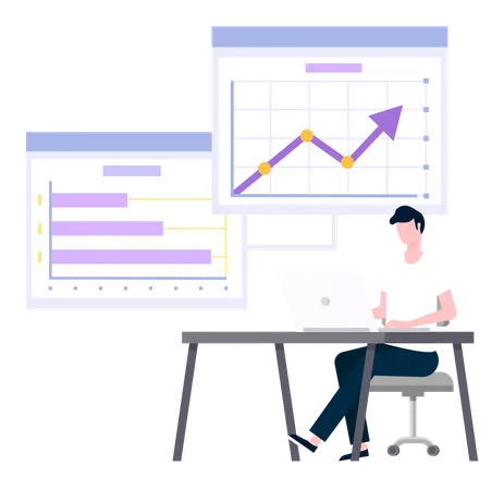 Businessman viewing data analytics  Illustration