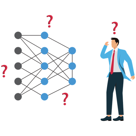 Businessman viewing Deep Learning Network  Illustration