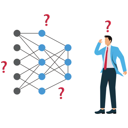 Businessman viewing Deep Learning Network  Illustration