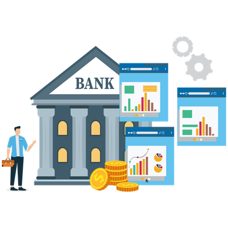 Businessman viewing Expense Management Software  Illustration