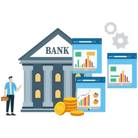 Businessman viewing Expense Management Software  Illustration