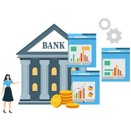 Businessman viewing Expense Management Software  Illustration
