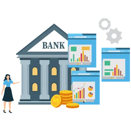 Businessman viewing Expense Management Software  Illustration