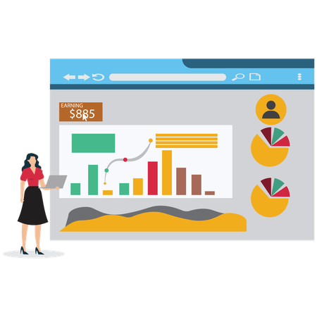Businessman viewing Financial Dashboard Interface  Illustration