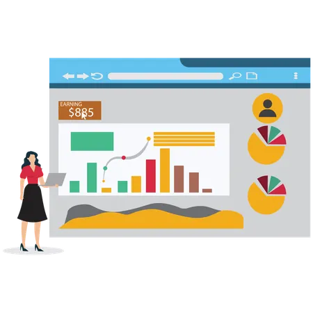 Businessman viewing Financial Dashboard Interface  Illustration