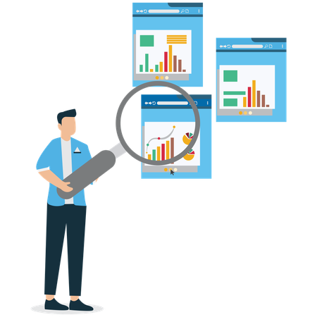 Businessman viewing Financial Forecasting Model  Illustration