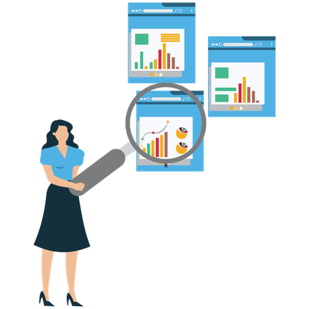 Businessman viewing Financial Forecasting Model  Illustration