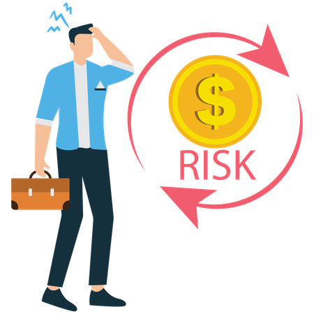 Businessman viewing Financial Risk Management  Illustration