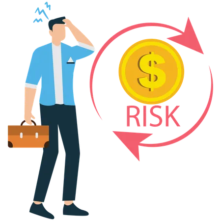 Businessman viewing Financial Risk Management  Illustration