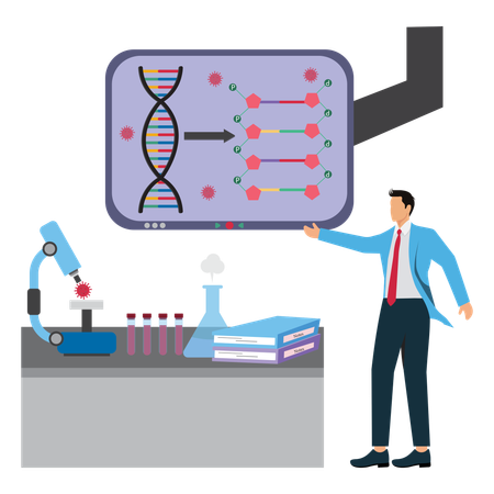Businessman viewing High-Tech Laboratory  Illustration