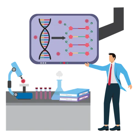Businessman viewing High-Tech Laboratory  Illustration