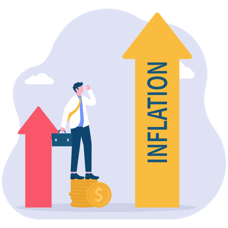 Businessman viewing inflation graph  Illustration
