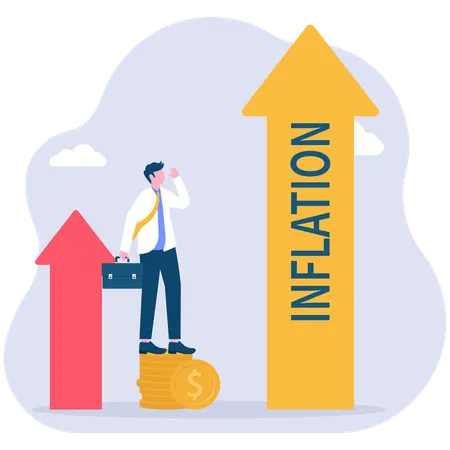 Businessman viewing inflation graph  Illustration