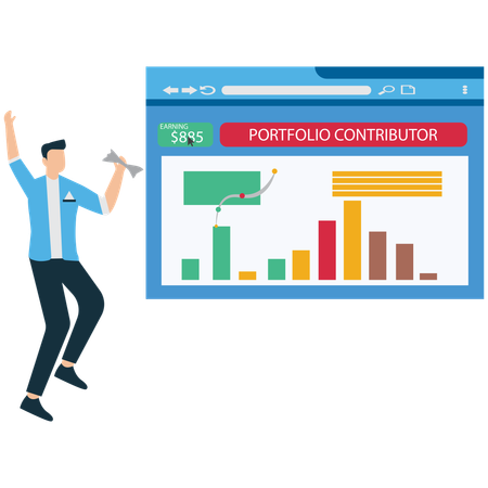 Businessman viewing Investment Portfolio Management  Illustration