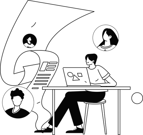 Businessman  viewing many job profiles of new employees  Illustration