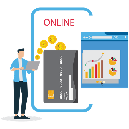 Businessman viewing Online Payment Processing  Illustration