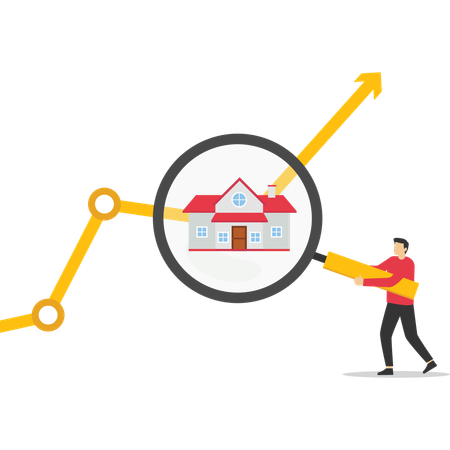 Businessman viewing real estate investment analysis  Illustration